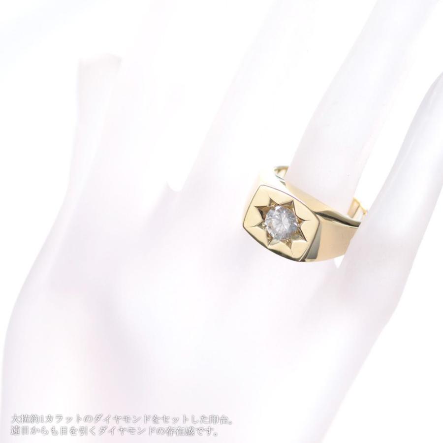 18金 印台 リング 指輪 メンズリング ダイヤモンド 1カラット K18 18k 