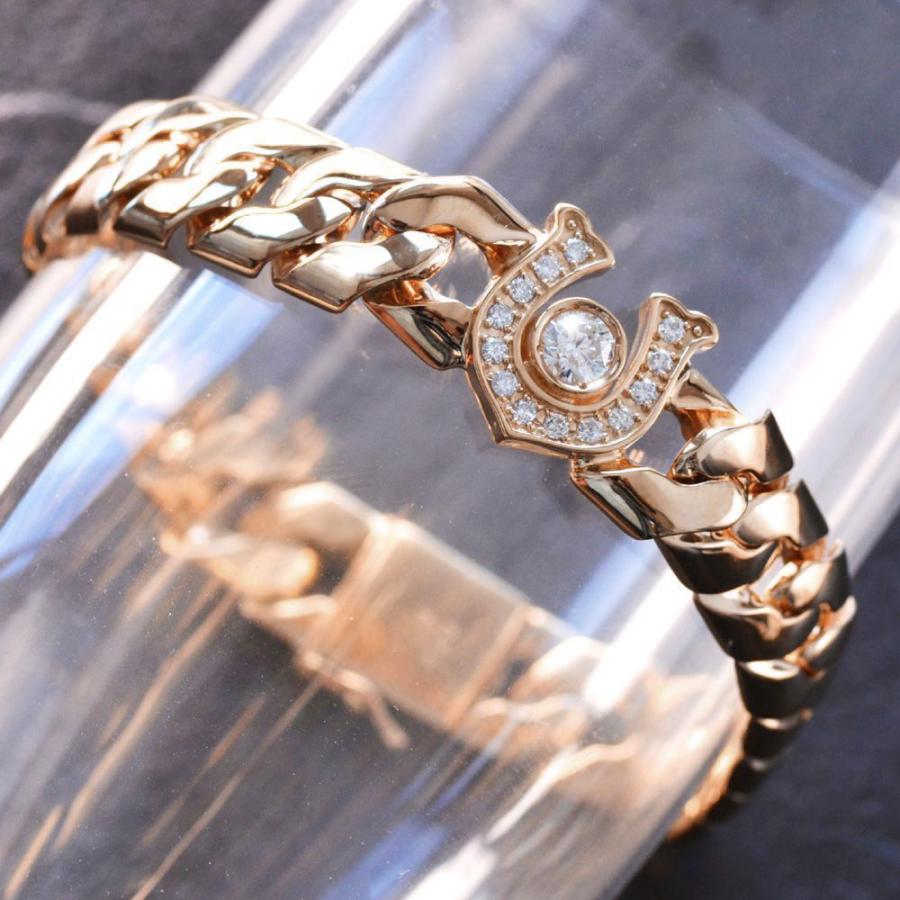 喜平 ブレスレット 18金 K18 メンズ ダイヤモンド 馬蹄 ピンクゴールド