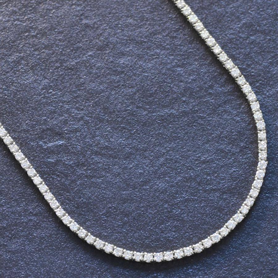 テニスネックレス メンズ K18WG 18金 ダイヤモンド 7カラット 50cm