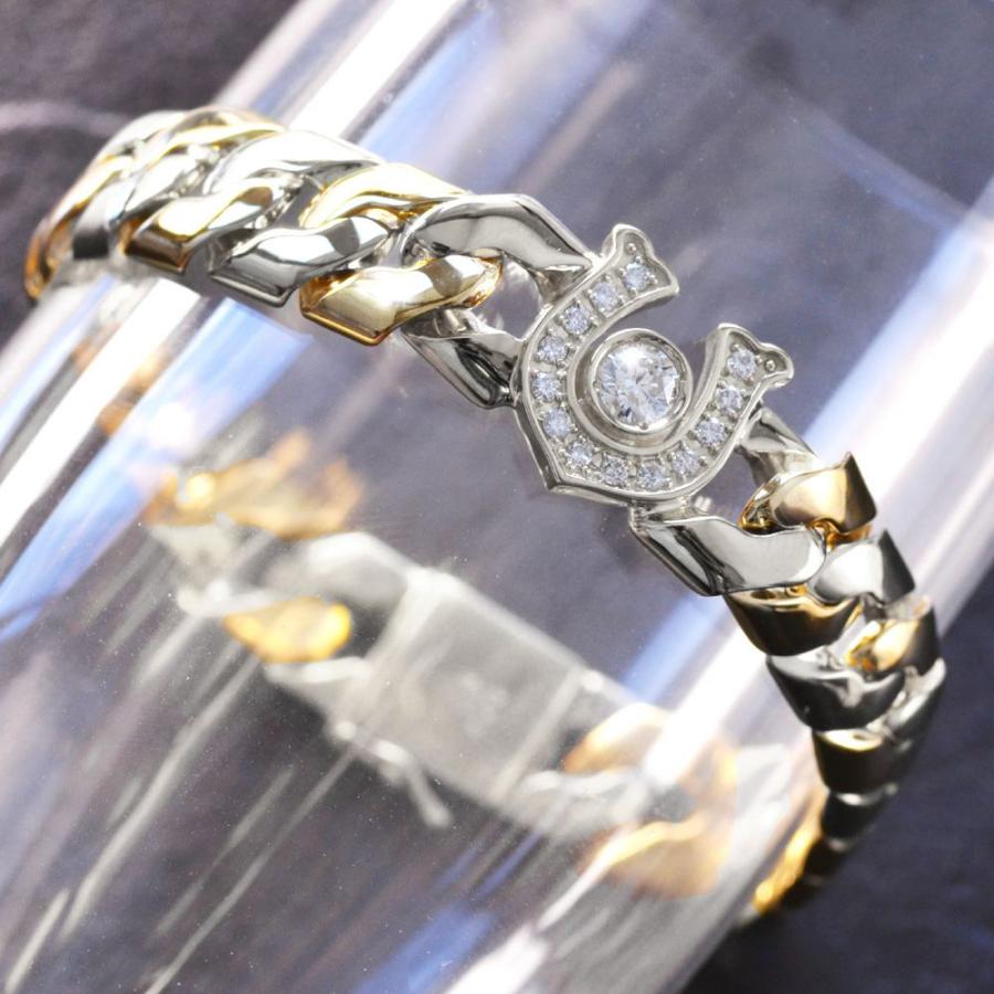 喜平 ブレスレット 18金 K18 プラチナ コンビ メンズ ダイヤモンド 