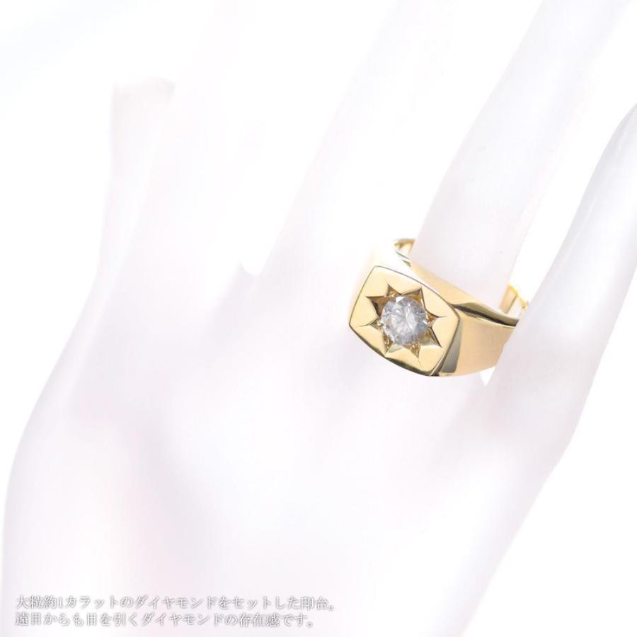新春クーポン】24金 印台 リング 指輪 メンズリング ダイヤモンド 1