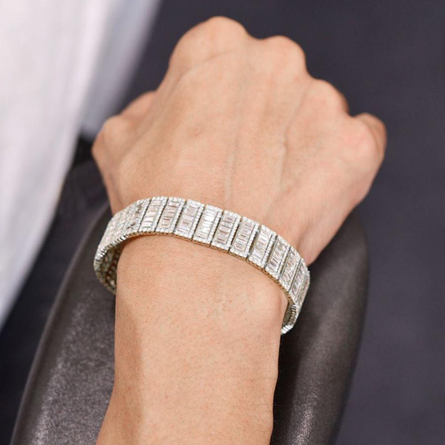 ブレスレット メンズ 18金 18k K18WG ダイヤモンド 18カラットup