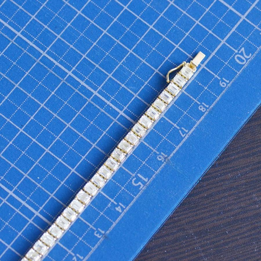 ブレスレット メンズ 18金 18k K18 エメラルドカット ダイヤモンド 10