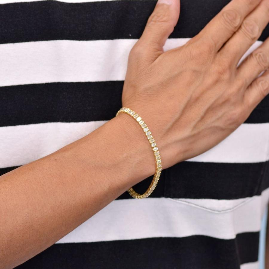 ブレスレット メンズ 18金 18k K18 エメラルドカット ダイヤモンド 10