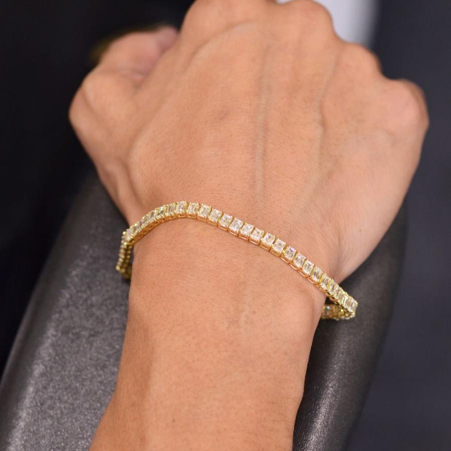 ブレスレット メンズ 18金 18k K18 エメラルドカット ダイヤモンド 10