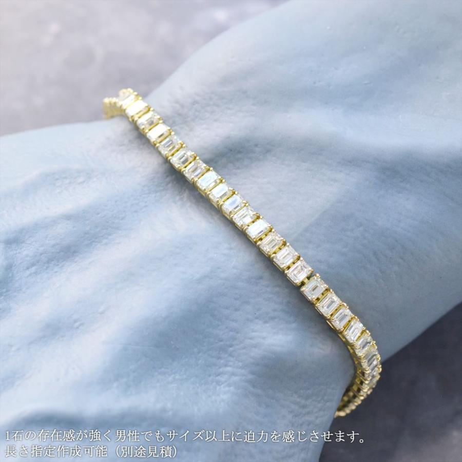ブレスレット メンズ 18金 18k K18 エメラルドカット ダイヤモンド 10