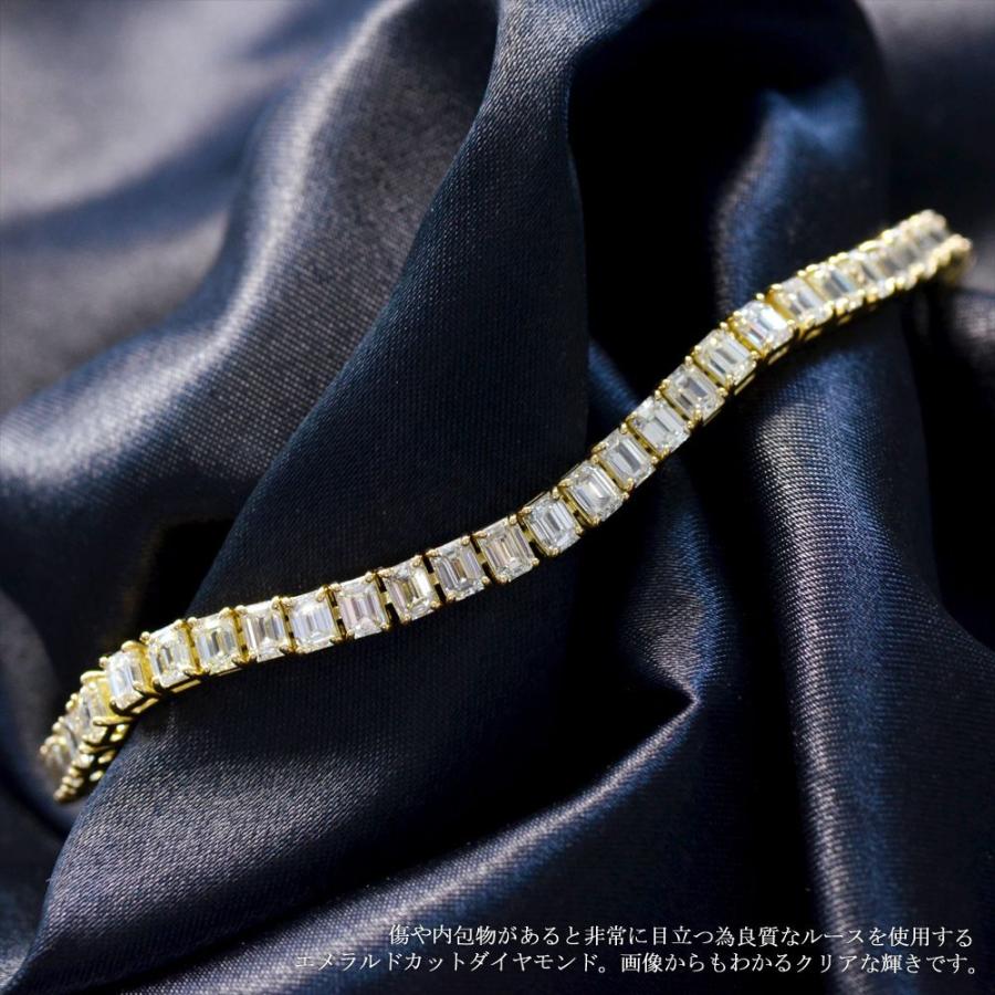 ブレスレット メンズ 18金 18k K18 エメラルドカット ダイヤモンド 10