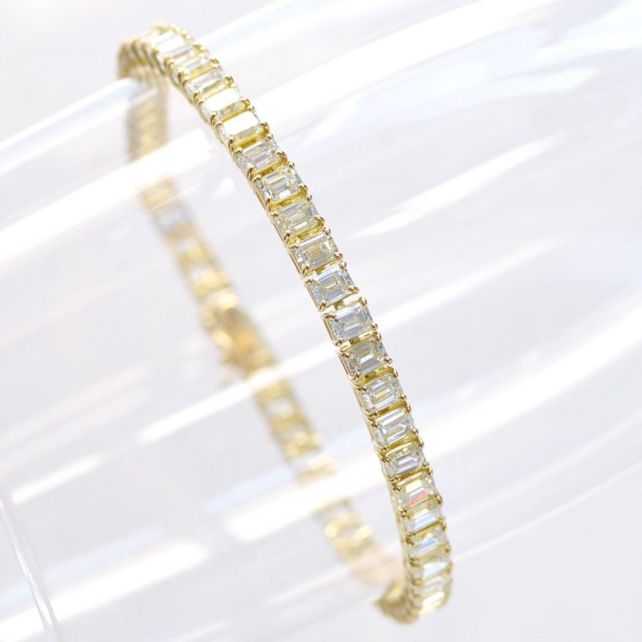 ブレスレット メンズ 18金 18k K18 エメラルドカット ダイヤモンド 10