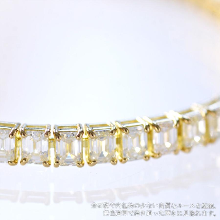 ブレスレット メンズ 18金 18k K18 エメラルドカット ダイヤモンド 10