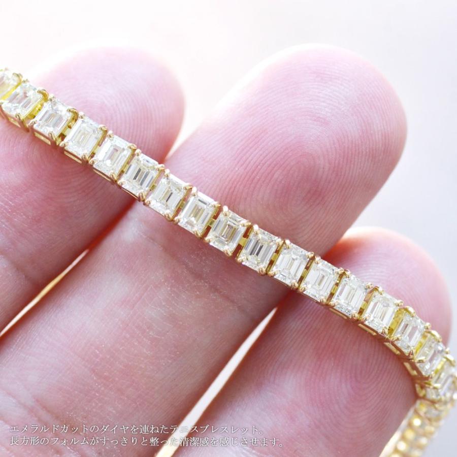 ブレスレット メンズ 18金 18k K18 エメラルドカット ダイヤモンド 10