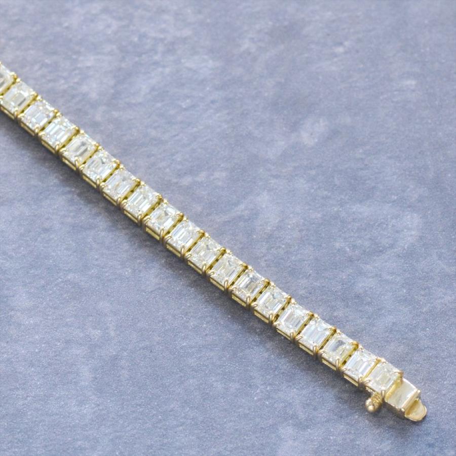 ブレスレット メンズ 18金 18k K18 エメラルドカット ダイヤモンド 10
