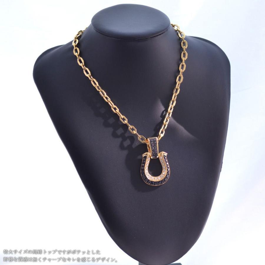 メンズネックレス K18 18金 ダイヤモンド ブラックダイヤモンド 馬蹄