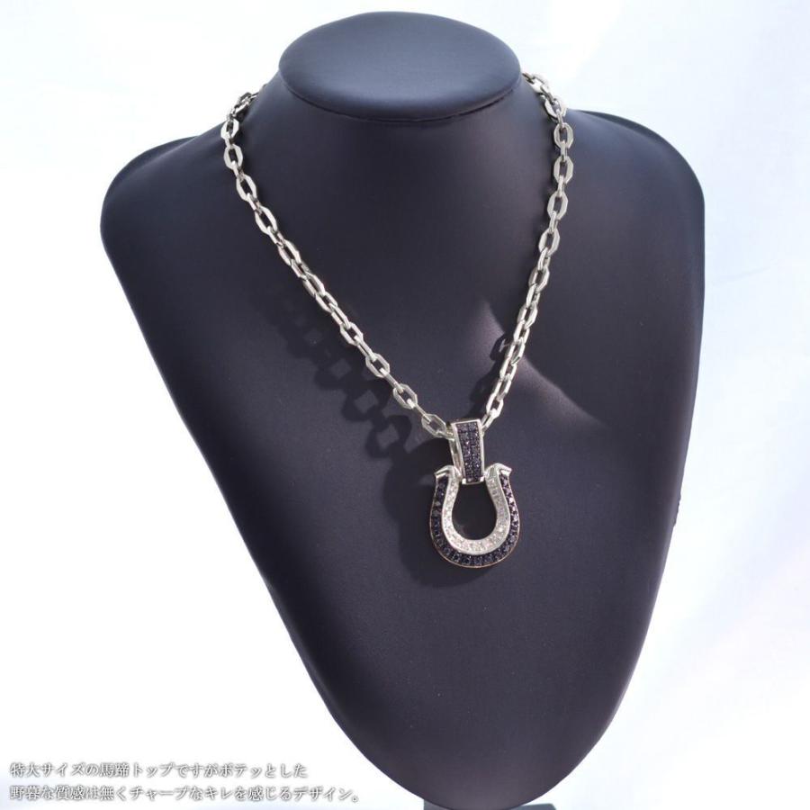 メンズネックレス プラチナ ダイヤモンド ブラックダイヤモンド 馬蹄 