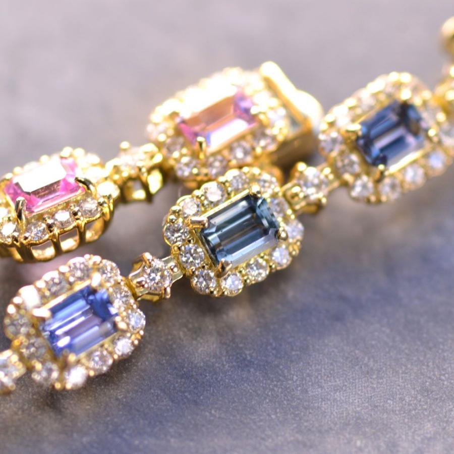ブレスレット メンズ K18 18金 18k エメラルドカット サファイア