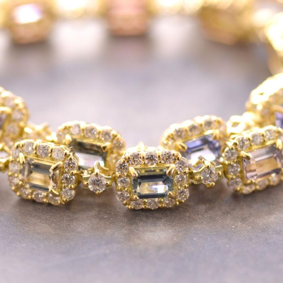 ブレスレット メンズ K18 18金 18k エメラルドカット サファイア