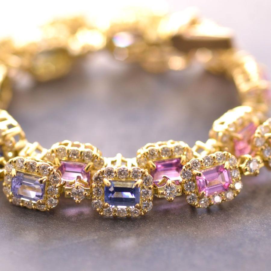 ブレスレット メンズ K18 18金 18k エメラルドカット サファイア