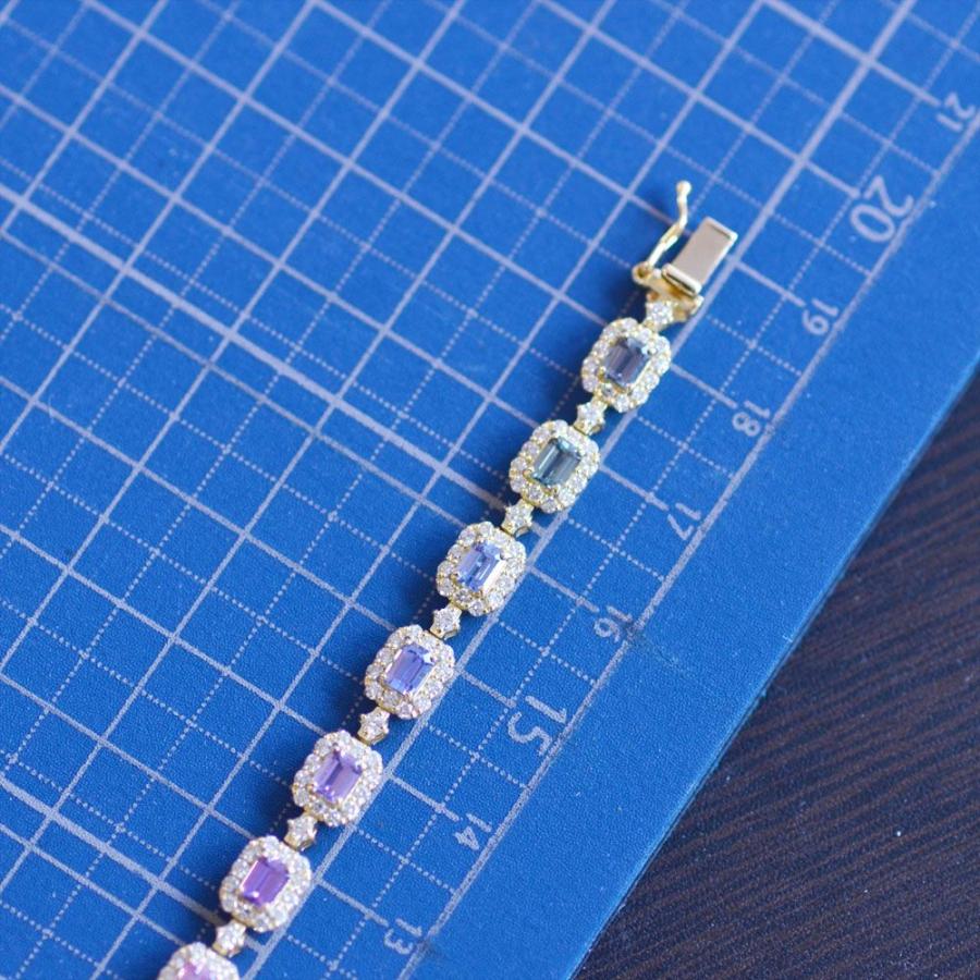 ブレスレット メンズ K18 18金 18k エメラルドカット サファイア