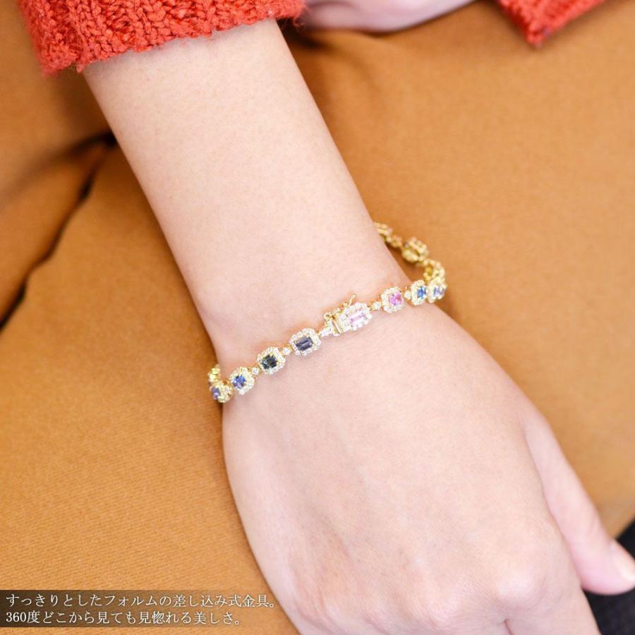 ブレスレット メンズ K18 18金 18k エメラルドカット サファイア