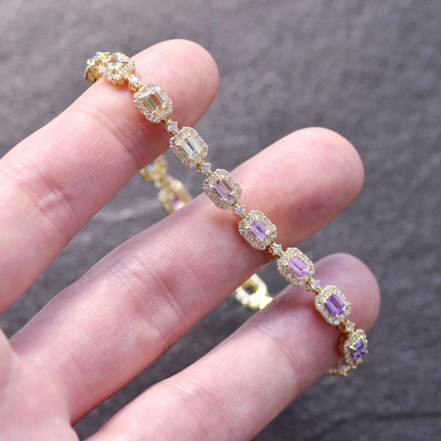 ブレスレット メンズ K18 18金 18k エメラルドカット サファイア