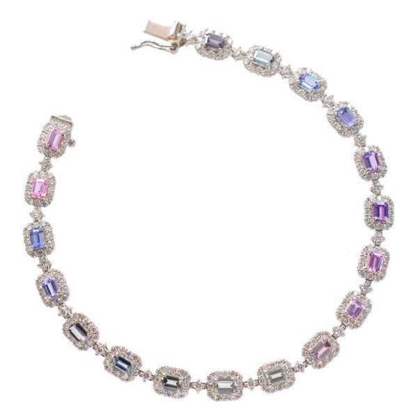 ブレスレット プラチナ 非加熱 バゲットカット ルビー ダイヤモンドブレスレット ハートシェイプルビー 4.4ct ダイヤモンド 2.3ct プラチナ