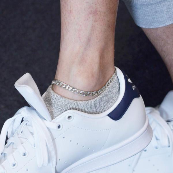 喜平 アンクレット プラチナ Pt900 メンズ 24cm 模様 リバーシブル