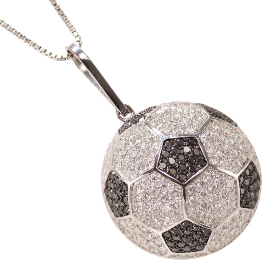 ネックレス プラチナ ダイヤモンド ブラックダイヤモンド サッカー