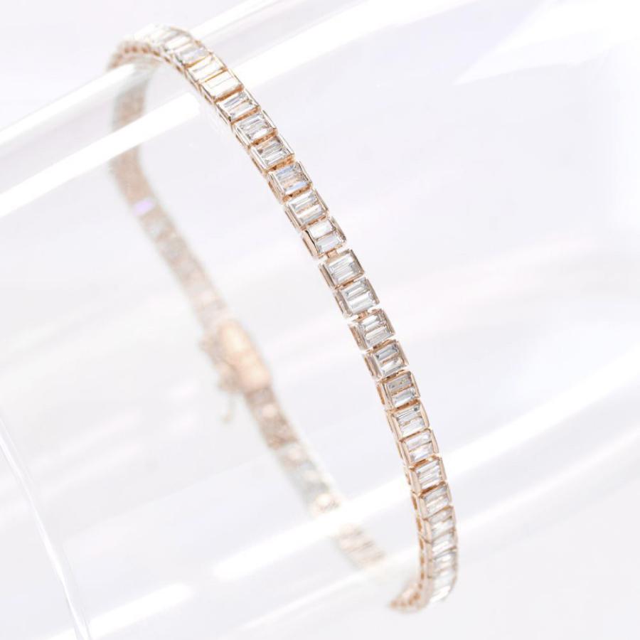 ブレスレット メンズ 18金 K18PG ダイヤモンド 2カラット バゲット 