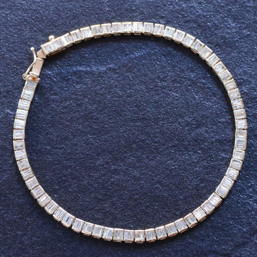 ブレスレット メンズ K18PG ダイヤモンド 2カラット 18金 18k バゲット 