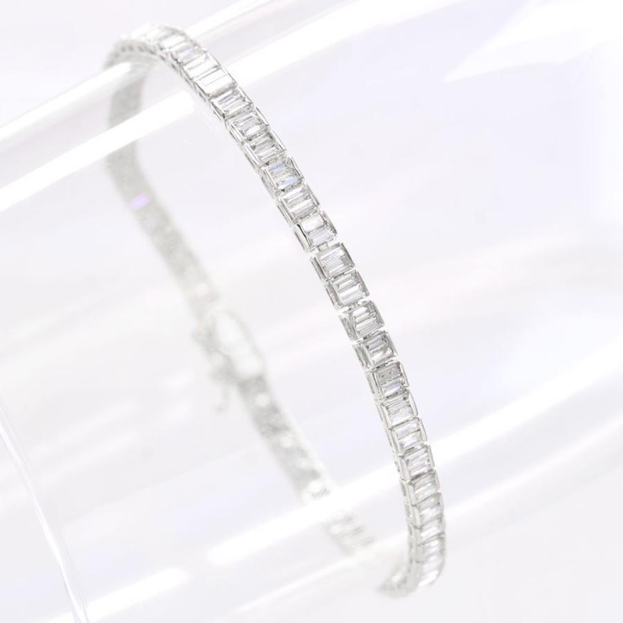ブレスレット メンズ 18金 K18WG ダイヤモンド 2カラット バゲット 