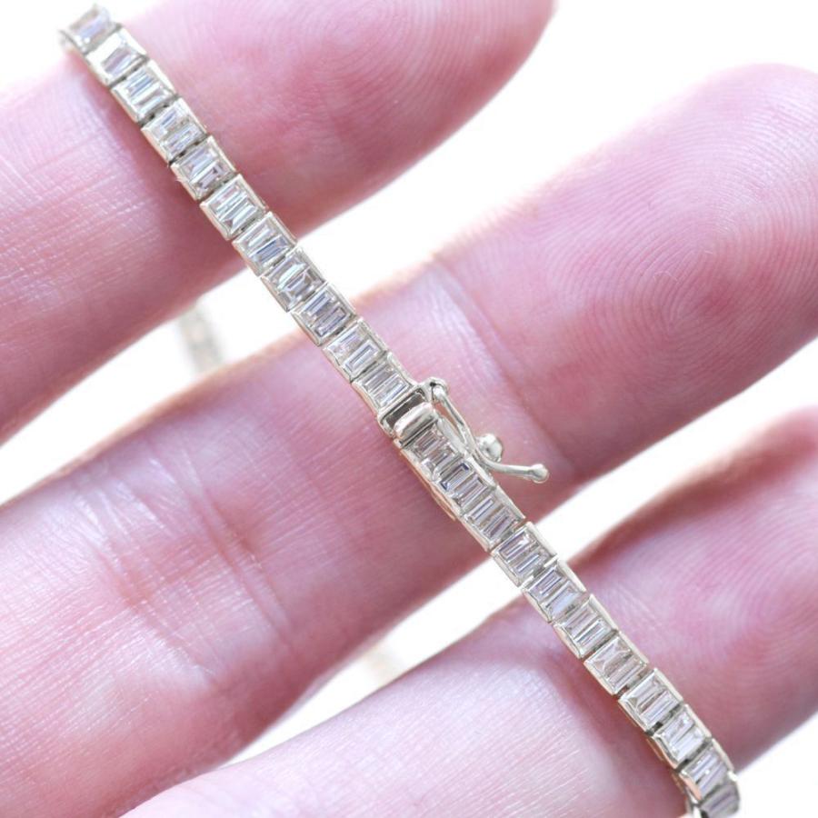 ブレスレット メンズ K18WG ダイヤモンド 2カラット 18金 18k バゲット
