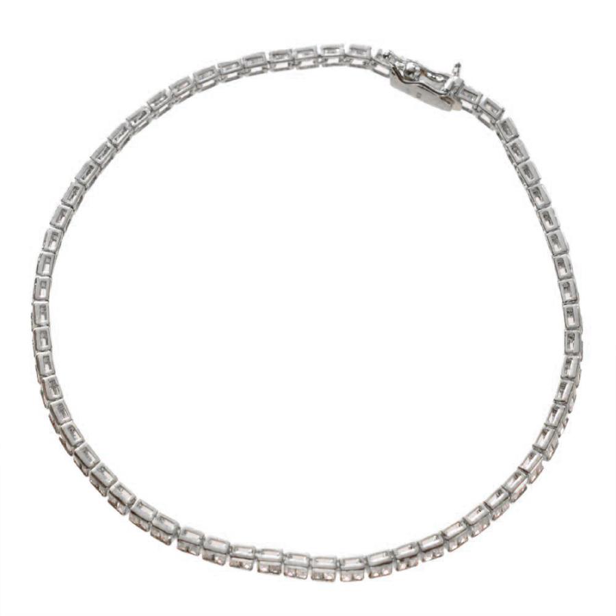 ブレスレット メンズ K18WG ダイヤモンド 2カラット 18金 18k バゲット