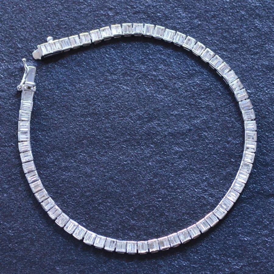 ブレスレット メンズ K18WG ダイヤモンド 2カラット 18金 18k バゲット