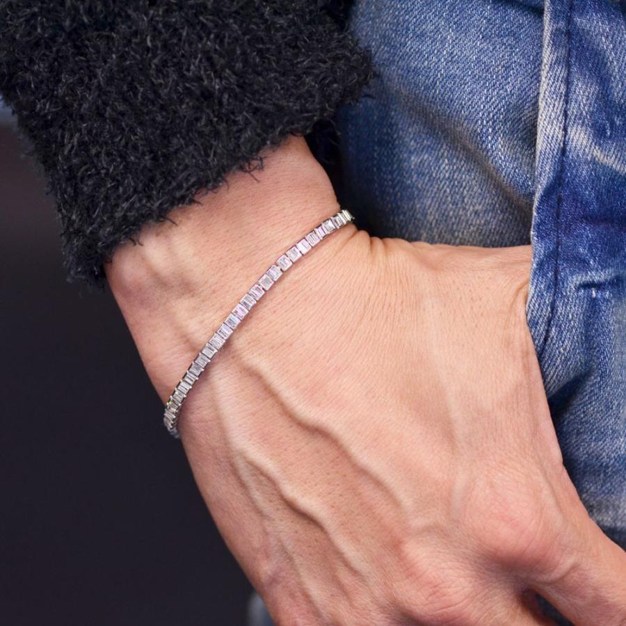 ブレスレット メンズ K18WG ダイヤモンド 2カラット 18金 18k バゲット