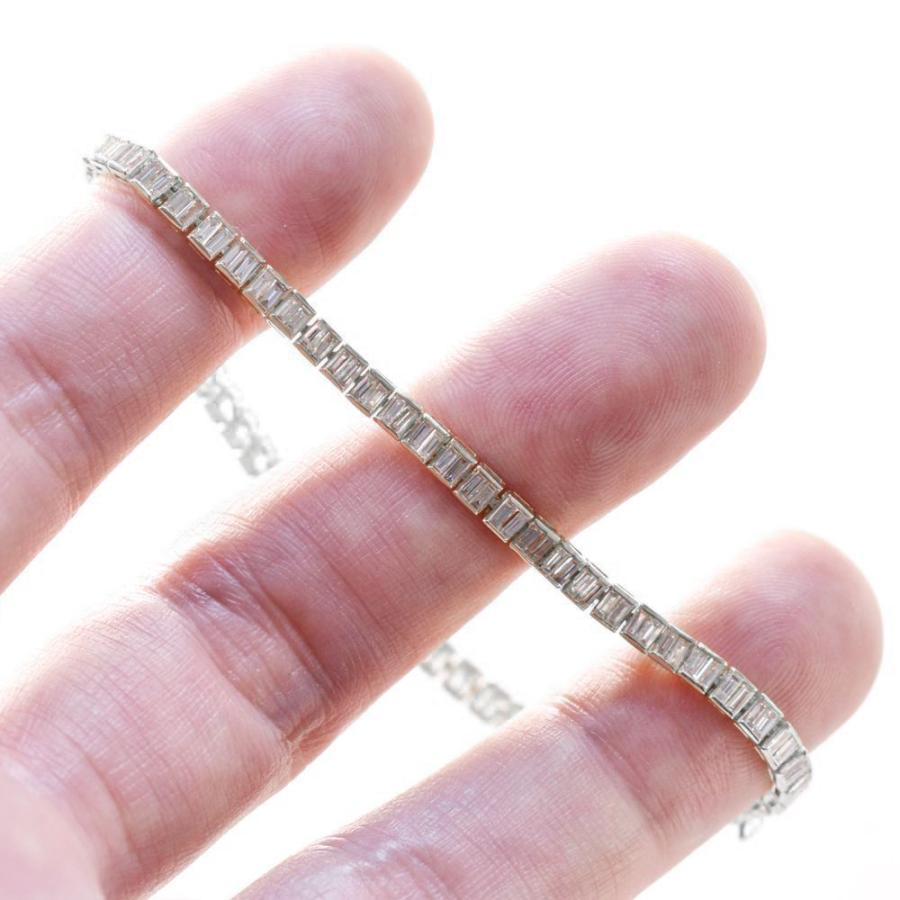 ブレスレット メンズ K18WG ダイヤモンド 2カラット 18金 18k バゲット