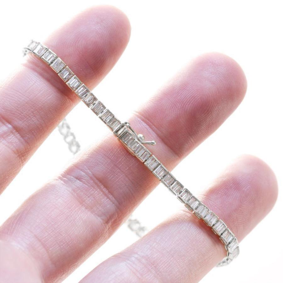 ブレスレット メンズ K18WG ダイヤモンド 2カラット 18金 18k バゲット