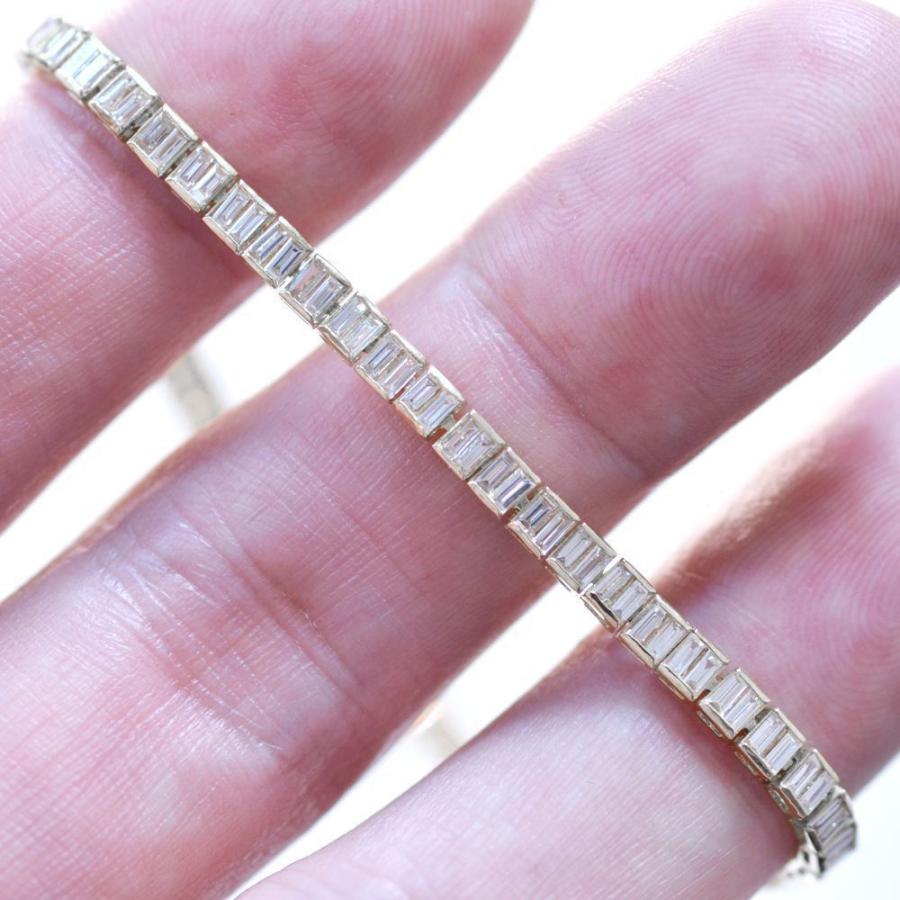 ブレスレット メンズ K18WG ダイヤモンド 2カラット 18金 18k バゲット