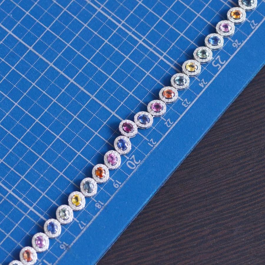 ネックレス プラチナ オーバルカット マルチカラー サファイア  