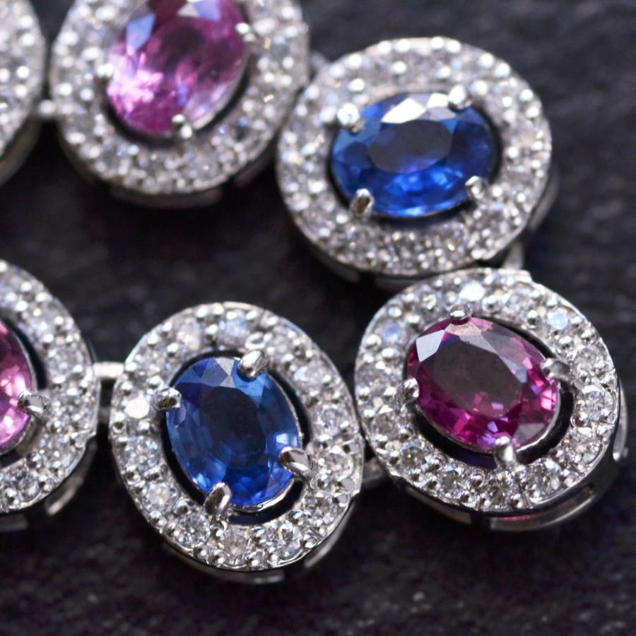 ネックレス プラチナ オーバルカット マルチカラー サファイア  