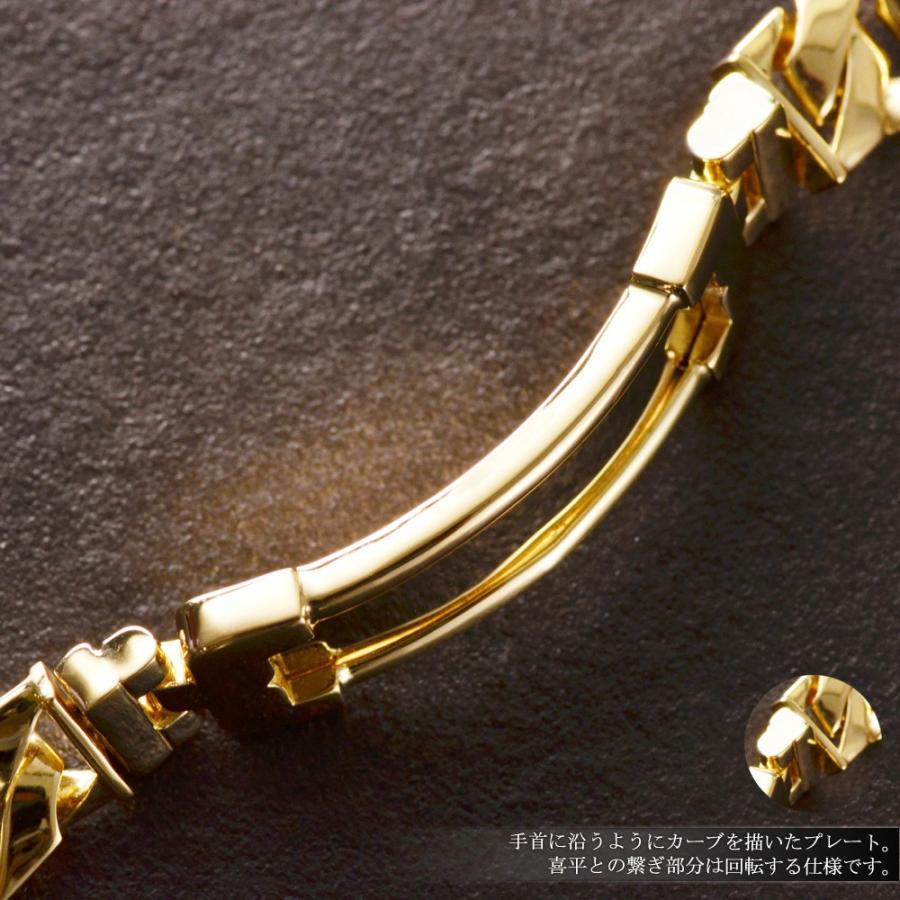 喜平ブレスレット 18金 K18 18K メンズ 地金 プレートブレスレット