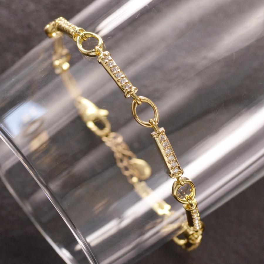 ブレスレット メンズ K18 18金 ダイヤモンド イエローゴールド 19cm  