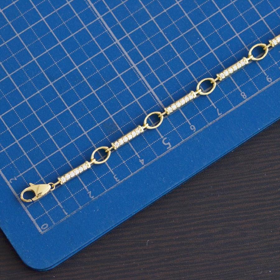 ブレスレット メンズ K18 18金 ダイヤモンド イエローゴールド 19cm  