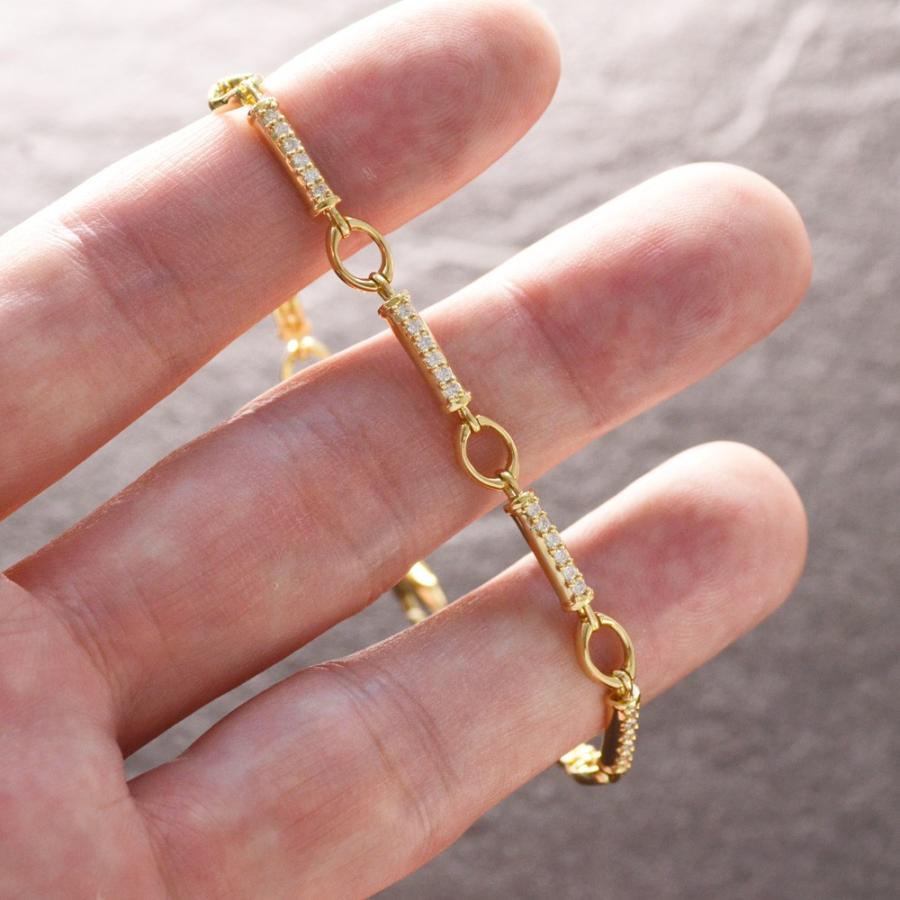 ブレスレット メンズ K18 18金 ダイヤモンド イエローゴールド 19cm  