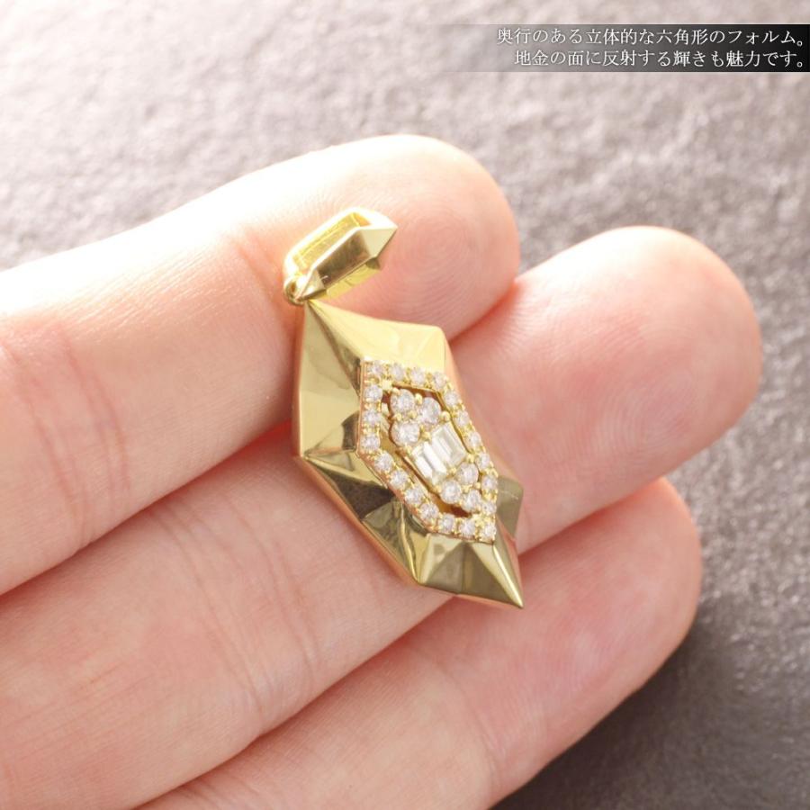 ペンダントトップ メンズ K18 18金 バゲットカット ダイヤモンド 