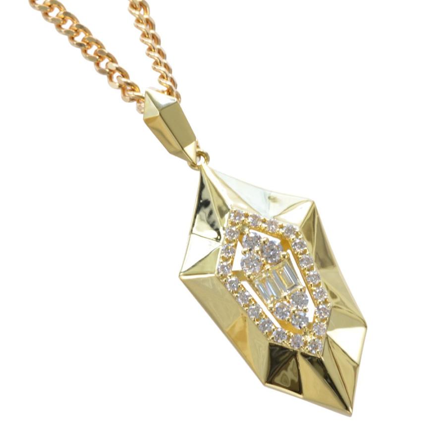 18金 喜平 ネックレス メンズ ダイヤモンド K18 18K バゲットカット