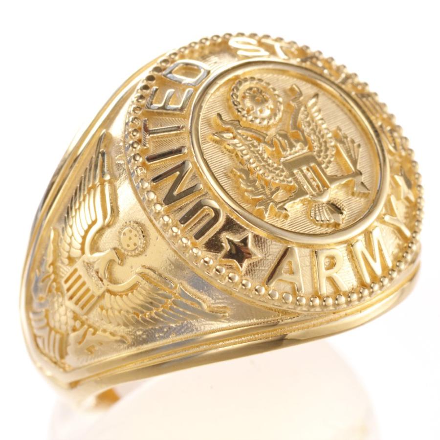 指輪 メンズ 18金 K18 18k ミリタリーリング アメリカ陸軍 カレッジ