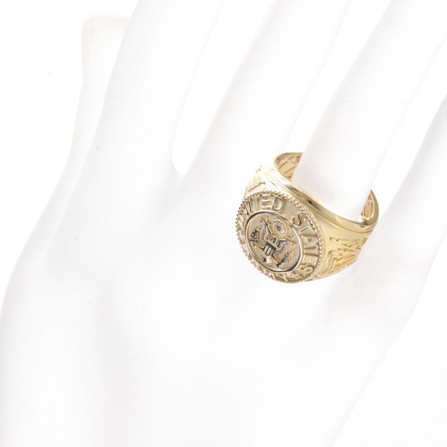【希少レア】 カレッジリング ミリタリー ゴールド　18KT G.E 指輪 メンズ 18金 K18 18k ミリタリーリング アメリカ陸軍 カレッジ