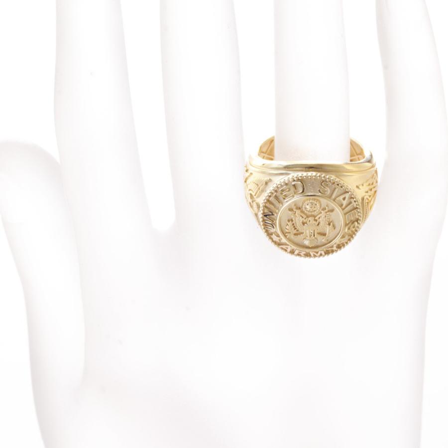 指輪 メンズ 18金 K18 18k ミリタリーリング アメリカ陸軍 カレッジ