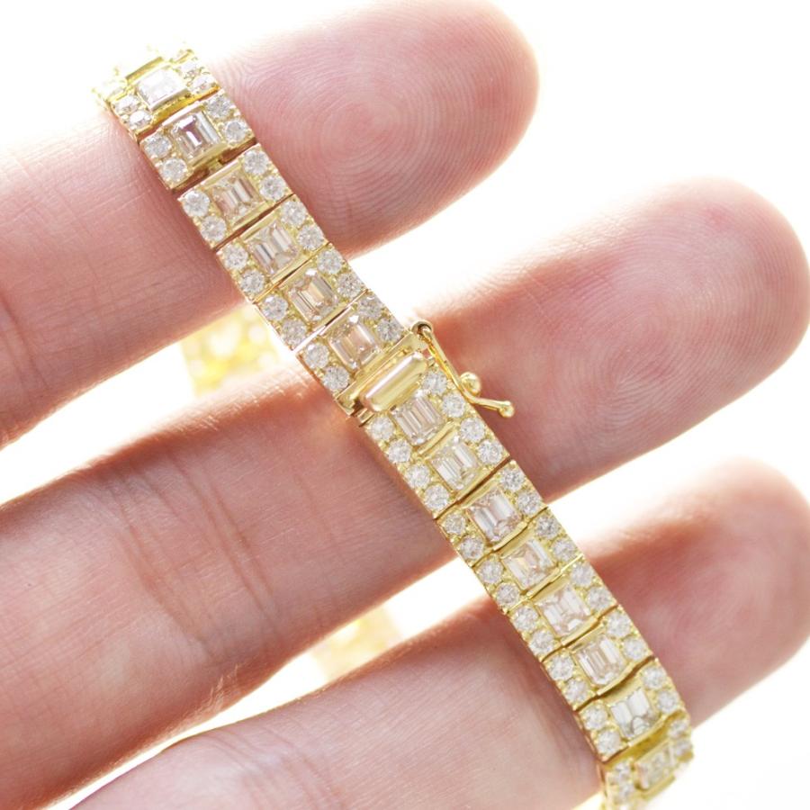ブレスレット メンズ 18金 18k エメラルドカット ダイヤモンド