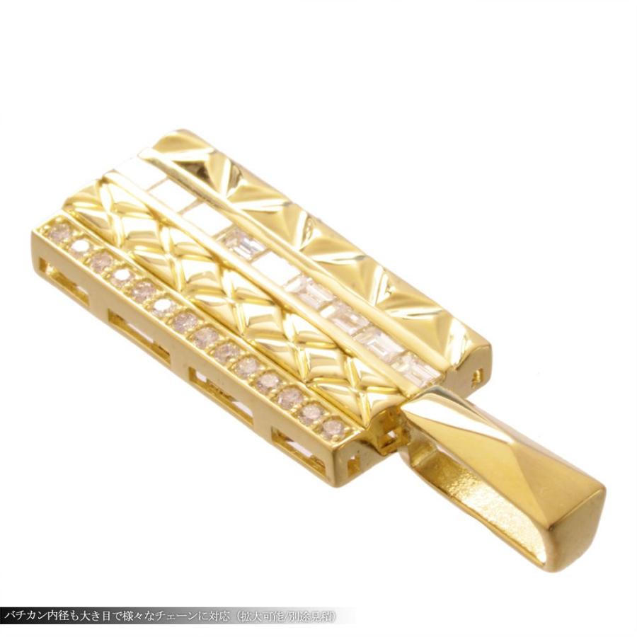 ペンダントトップ メンズ K18 18金 バゲットカット ダイヤモンド