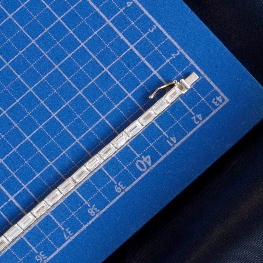 ネックレス メンズ K18WG 18金 大粒 バゲットカット ダイヤモンド 13